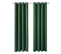 Deconovo Christmas Decorations Solid Curtains Window Treatments Thermal Insulated Eyelet Blackout Curtains for Living Room Dark Green 42 x 90 Inch 2 Panels