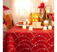 Deconovo Christmas Decorations Table Cloth 54x79in(137x200cm) Snow Dome Necklace Pattern Rectangular Tablecloth Resistant Wipe Clean Tablecloth for Children Red