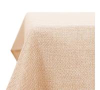 Deconovo Christmas Decorations Wipeable Faux Linen Tablecloth Spill Resistant Table Cloth Rectangular Large Table Cover for Coffee Table 51x110in(130x280cm) Almond Cream