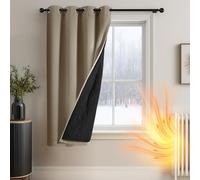 Deconovo Cold Resistant Door Curtain Eyelet, Solid Blackout Curtain for Noise Reducing with Thick Microfiber Quilted Lining, Thermal Insulated Bedroom Curtain 2 Layers, 52 x 63 Inch, Taupe, 1 Panel