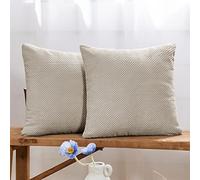 Deconovo Corduroy Cushion Covers 16x16 Inch 40cm x 40cm, Soft Granule Fabric Throw Pillow Covers for Chair Sofa Bedroom with Invisible Zipper, Light Coffee, Pack of 2