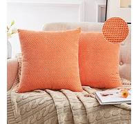 Deconovo Corduroy Cushion Covers 45 x 45 cm, Soft Granule Throw Pillow Covers, Square Pillow Cases for Couch Sofa Bedroom, Orange, 18x18 Inch, Pack of 2