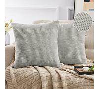 Deconovo Corduroy Dot Light Grey Cushion Covers 45cm x 45cm 18x18 Inch, Soft Home Decorative Throw Pillow Covers for Sofa Bedroom with Invisible Zipper, Set of 2