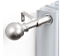Deconovo Curtain Poles for Eyelet Curtains 25mm, Extendable Curtain Rail 76 cm to 122 cm, Plain Ball Curtain Pole Set Includes Finials, Brackets & Fittings, Brushed Nickel Silver