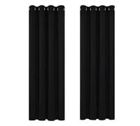 Deconovo Curtains 72 drop Eyelet Thermal Insulated Bedroom Black out Panels Ring Top Blackout Curatins for Kids Bedroom 46 x 72 Drop Inch Black 2 Panels