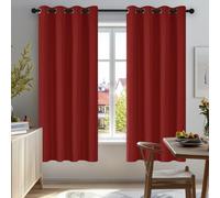 Deconovo Curtains Blackout Super Soft Thermal Insulated Eyelet Blackout Curtains for Bedroom 42 x 63 Inch Drop Bright Red 1 Pair