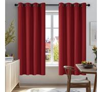 Deconovo Curtains Blackout Super Soft Thermal Insulated Eyelet Blackout Curtains for Bedroom 52 x 63 Inch Drop Bright Red 1 Pair