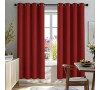 Deconovo Curtains Blackout Super Soft Thermal Insulated Eyelet Blackout Curtains for Bedroom 52 x 84 Inch Drop Bright Red 1 Pair