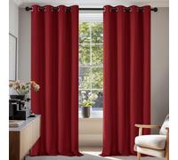 Deconovo Curtains Blackout Super Soft Thermal Insulated Eyelet Blackout Curtains for Bedroom 52 x 95 Inch Drop Bright Red 1 Pair
