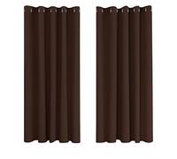 Deconovo Curtains Blackout Super Soft Thermal Insulated Eyelet Blackout Curtains for Bedroom 66 x 54 Inch Drop Chocolate 1 Pair