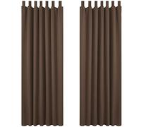 Deconovo Curtains Tab Back Blackout Curtains for Bedroom 140x245cm Brown ONE Pair