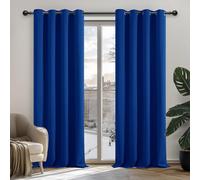 Deconovo Curtains Thermal Insulated Blackout Curtains Eyelet Curtains Living Room Ring Top Curtains for Windows 52"x 63" Blue 1 PAIR