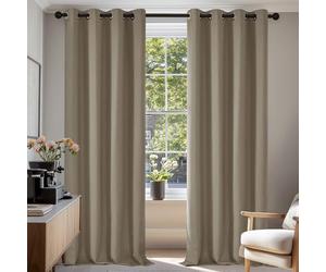 Deconovo Curtains Thermal Insulated Blackout Curtains Fabric Eyelet Curtains for Bedroom Windows 52"x 63" Taupe 1 PAIR