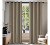 Deconovo Curtains Thermal Insulated Functional Blackout Curtains Ring Top Curtains for Girls Bedroom 52"x 54" Taupe 1 PAIR