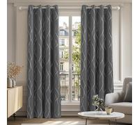 Deconovo Decorative Silver Dotted Line Foil Printed Light Greyout Curtains Thermal Insulated Curtains Eyelet Curtains for Baby Nursery with 66 x 72 Inch Light Grey Two Panels