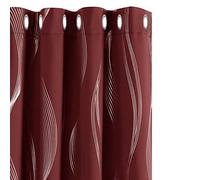 Deconovo Decorative Silver Wave Line Foil Printed Blackout Curtains Thermal Insulated Curtains Eyelet Curtains for Living Room 52 x 90 Inch Red 2 Panels