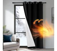 Deconovo Door Curtain Thermal, 100% Blackout Curtain 90 Inch Drop, Eyelet Panels with Thick Microfiber Liner, Droughts Reducing Drapes for Big Window, 52"x 90", 1 Panel