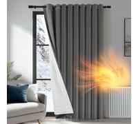 Deconovo Door Curtain Thermal Insulated, Energy Saving Window Panel with Thick Microfiber Lining, Windproof Double Layer Blackout Curtains for Living Room, W 118" x L 96", Light Grey, 1 Panel