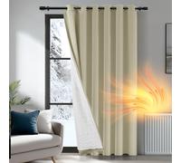 Deconovo Door Curtain Thermal Insulated, Energy Saving Window Panel with Thick Microfiber Lining, Windproof Double Layer Blackout Curtains for Living Room, W 79" x L 87", Beige, 1 Panel