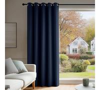 Deconovo Door Curtain Thermal Insulated Eyelet Energy Efficient Blackout Curtain for Bedroom Living Room 66 x 84 Inch Drop Navy Blue 1 Panel