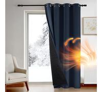 Deconovo Door Curtains Thermal Draught Reduction, Window Panel with Thick Microfiber Lining, Energy Saving Eyelet Blackout Curtain for Living Room, 52 x 90 Inch (W x H), Navy Blue, 1 Piece