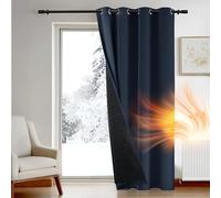 Deconovo Door Curtains Thermal with Thick Microfiber Quilted Lining, Winter Energy Saving Blackout Curtain for Daughts Reducing, Eyelet Thermal Curtain, 52 x 84 Inch, Navy Blue, 1 Panel