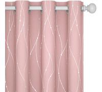 Deconovo Dot Line Decorative Super Soft Thermal Insulated Energy Saving Blackout Curtains Coral Pink W52 X L84 Inch 2 Panels