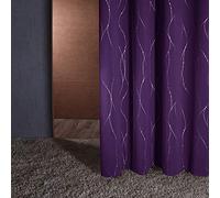 Deconovo Dot Line Decorative Super Soft Thermal Insulated Energy Saving Blackout Curtains for Living Room Purple Grape 55 x 72 Inch 2 Panels