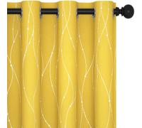 Deconovo Dot Line Decorative Super Soft Thermal Insulated Energy Saving Blackout Curtains Mellow Yellow W46 X L90 Inch 2 Panels