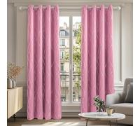 Deconovo Dot Line Foil Printed Blackout Curtains Thermal Insulated Super Soft Energy Saving Eyelet Curtains for Living Room 52 x 84 Inch Pink 1 Pair