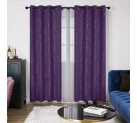 Deconovo Dot Line Foil Printed Curtains Super Soft Thermal Blackout Curtains For Living Room, Purple Grape, 46 X 72 Inch, 2 Panels