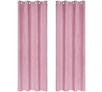 Deconovo Dot Line Patterned Sliver Foil CurtainsEnergy Saving Blackout Curtains Thermal Insulated Curtains for Darkening Room 55 x 114 Inch Pink Two Panels