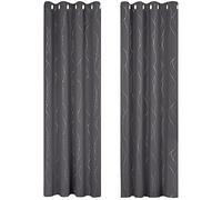 Deconovo Dotted Line Noises Reduction Blackout Curtains Sliver Foil Curtains Thermal Insulated Curtains for Darkening Room 55 x 114 Inch Dark Grey Two Panels
