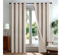 Deconovo Double-sided Faux Linen Thermal Ring Top Curtains Total Blackout Curtains Energy Saving Window Panels for Bedroom, W46 x L54 Inch, Linen, Two Panels