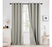 Deconovo Double-sided Faux Linen Total Blackout Curtains Eyelet, Window Treatments, Thermal Insulated Curtains for Living Room, 46x90 Inch(Width x Length), Linen Grey, 2 Panels