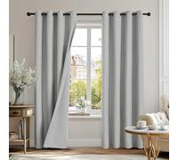 Deconovo Double-sided Microfiber Fabric Total Blackout Curtains 90 Drop Noise Reducing Eyelet Curtains for Bedroom Windows, Grey W52 x L90 inch, 2 Panels