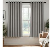 Deconovo Dove Grey Room Darkening Curtains Eyelet, Thermal Insulated Energy Saving Curtains for Bedroom Living Room, OEKO-TEX Certified, W 66 x L 63 Inch, 1 Pair