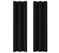Deconovo Energy Saving and Noise Reducation Thermal Insualted Eyelet Blackout Curtains for Living Room Black 42 x 90 Inch 2 Panels