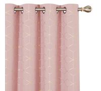 Deconovo Energy Saving Curtains, Gold Diamond Printed Thermal Insulated Blackout Curtains, W52 X L72 Inch, Coral Pink, 2 Panels