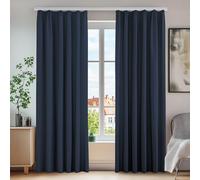 Deconovo Energy Saving Curtains Pencil Pleat Curtains Blackout Curtains for Living Room W55 x L87 Navy Blue One Pair