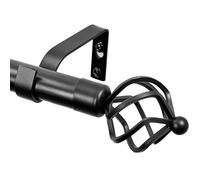Deconovo Extendable Black Curtain Pole 76 to 212 cm, 19mm Curtain Rods with Brackets Fittings Set, Twisted Cage Finials Metal Curtain Rail for Bedroom