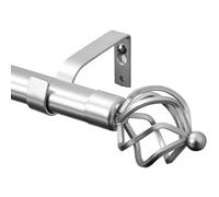 Deconovo Extendable Silver Curtain Poles for Eyelet Curtains 76-175cm, 19mm Metal Curtain Rods with Twisted Cage Finials, Adjustable Curtain Rail for Bedroom