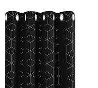 Deconovo Eyelet Blackout Curtains, Diamond Foil Printed Thermal Insulated Curtains for Boys Room, 52 x 72 Inch(Width x Length), Black, One Pair