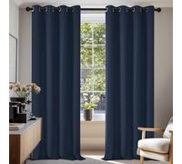 Deconovo Eyelet Blackout Curtains Solid Curtains Thermal Insulated Blackout Curtains for Bedroom 140x180cm Navy Blue 2 Panels