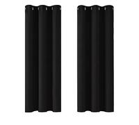 Deconovo Eyelet Blackout Curtains Thermal Insulated Curtains for Kitchen Black 42 x 54 Inch 2 Panels