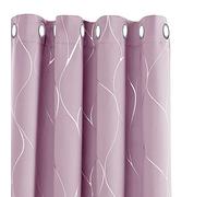 Deconovo Eyelet Blackout Curtains, Thermal Insulated Silver Wave Line Foil Printed Ring Top Curtains for Kids Bedroom, 46 x 72 Inch(Width x Length), Baby Pink, 1 Pair