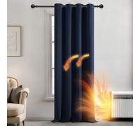 Deconovo Eyelet Curtain for Bedroom, Solid Blackout Curtain for Home Decoration, Energy Saving Thermal Curtain, 55 x 96 Inch, Navy Blue, 1 Panel