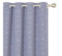 Deconovo Eyelet Curtains, Gold Diamond Printed Thermal Insulated Blackout Curtains, W52 X L90 Inch, Light Purple, One Pair