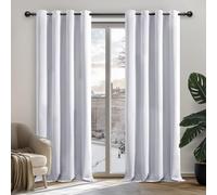 Deconovo Eyelet Curtains Thermal Insulated Ring Top Blackout Curtains for Livingroom W55 x L70 Inch Silver Grey 1 Pair
