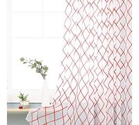 Deconovo Eyelet Diamond Embroidery Voile Curtains Decorative Net Curtains Semi Transparent Voile Net Curtains 55 x 90 Drop Inch Orange Set of 2